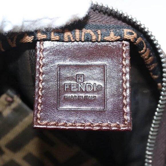 FENDI Zucca Canvas Hand Bag Black Brown Auth ep8782 - Picture 13 of 16